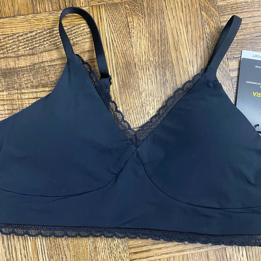 Nike Indy sports bra with lace trimming, light cupped support